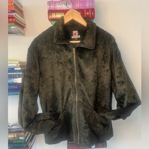 Y2K Brown Faux Fur Jacket 100% Wool